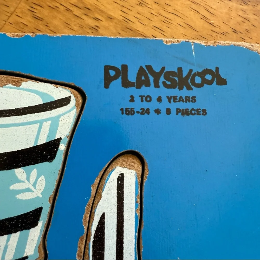 Vintage Playskool‎ Wooden Puzzles 6 Sesame Street Drive Lion Table Fire Pigs